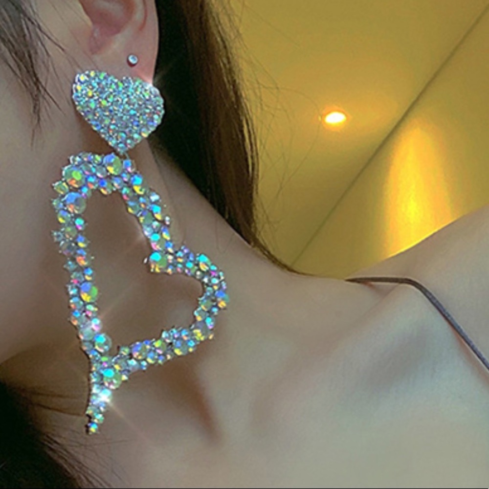 Crystal Heart Drop Earrings
